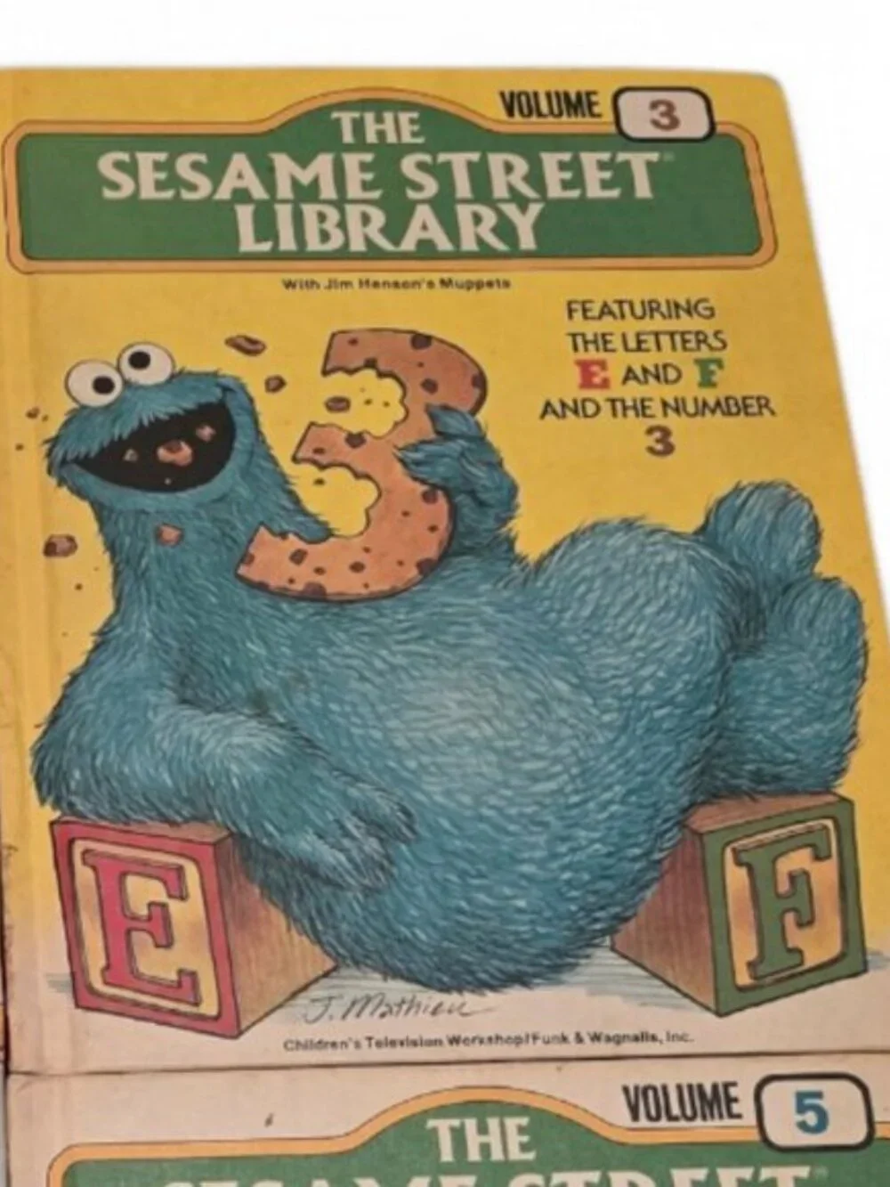 Vintage Sesame Street Library Lot Vol 1-5 Hardcover Books Big Bird CookieMonster